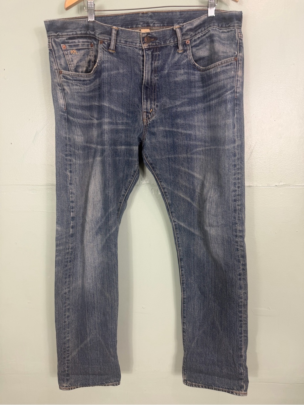 Ralph Lauren Double RL RRL Slim Fit Medium Wash Denim Men Size 38x32